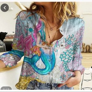 Unique long sleeve button down Lg NWT